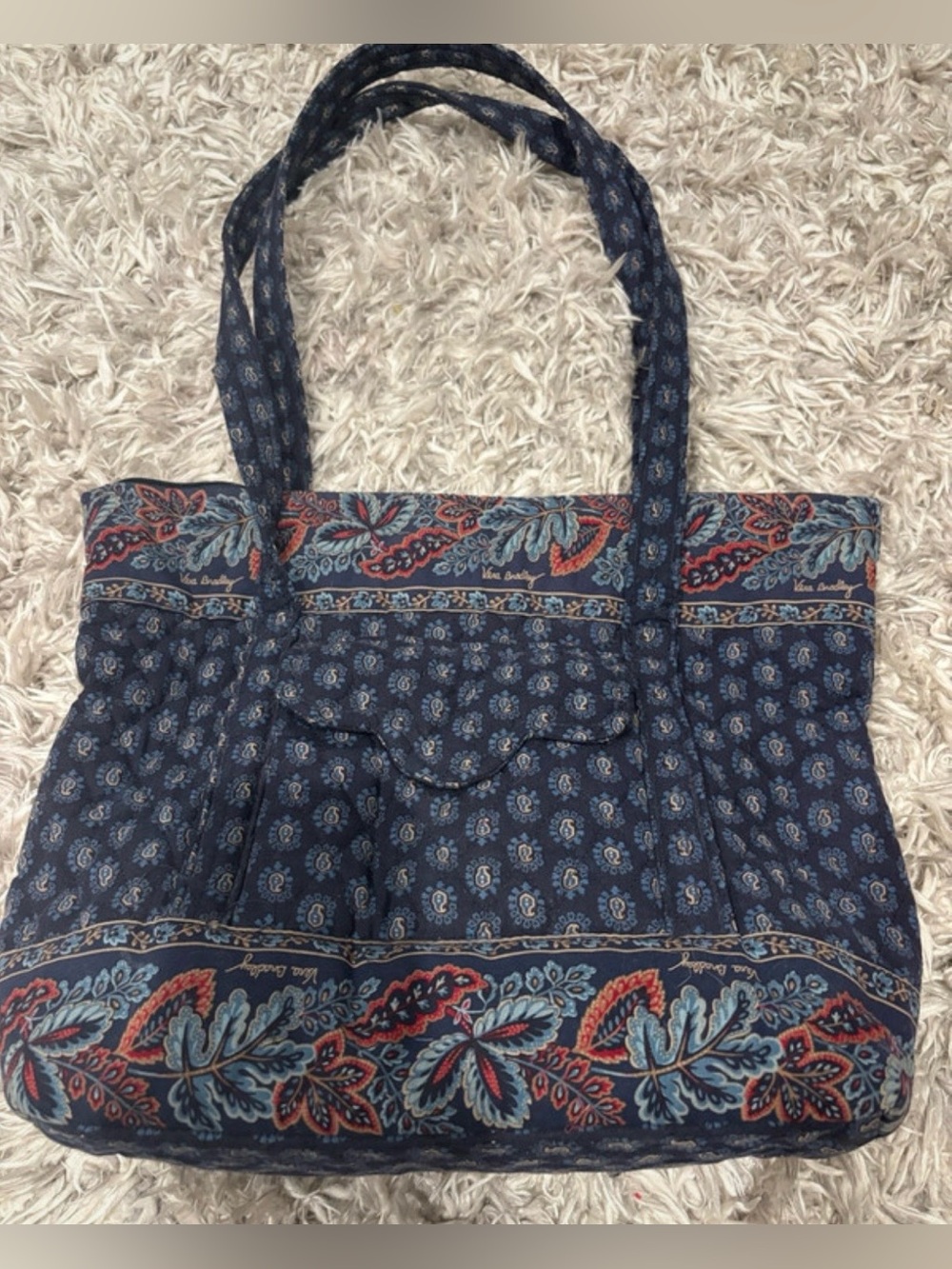 Vintage 1998 Vera Bradley Classic Tote Bag - Classic Navy Pattern